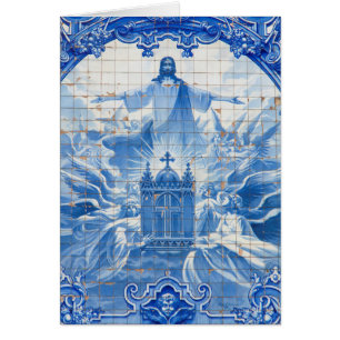Blue tile mosaic of jesus, Portugal