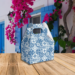 Blue Tile Santorini Greek/ Spanish Baby shower Favour Box