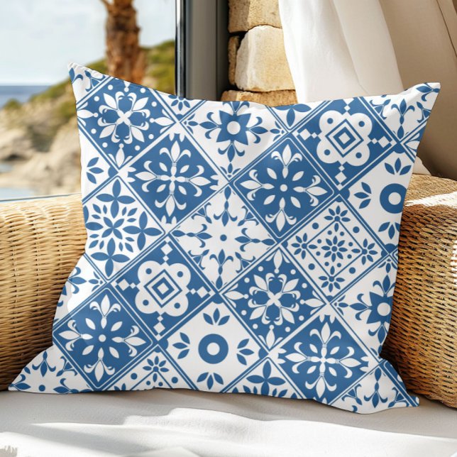 Blue Tile Santorini Greek/ Spanish themed Cushion (Creator Uploaded)
