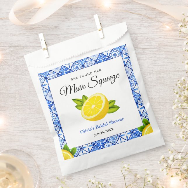Blue Tile She Found Her Main Squeeze Bridal Shower Favour Bags (Clipped)