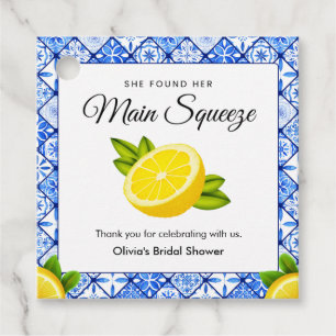 Blue Tile She Found Her Main Squeeze Bridal Shower Favour Tags