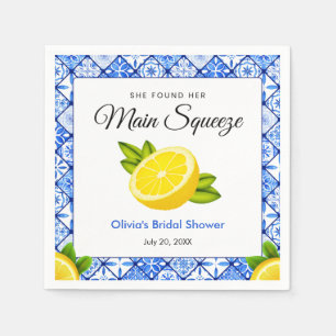 Blue Tile She Found Her Main Squeeze Bridal Shower Napkin