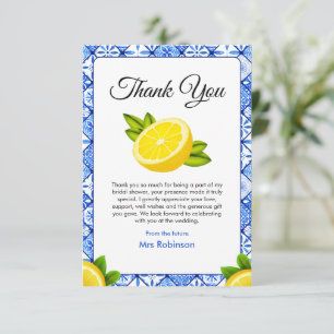 Blue Tile She Found Her Main Squeeze Bridal Shower Thank You Card