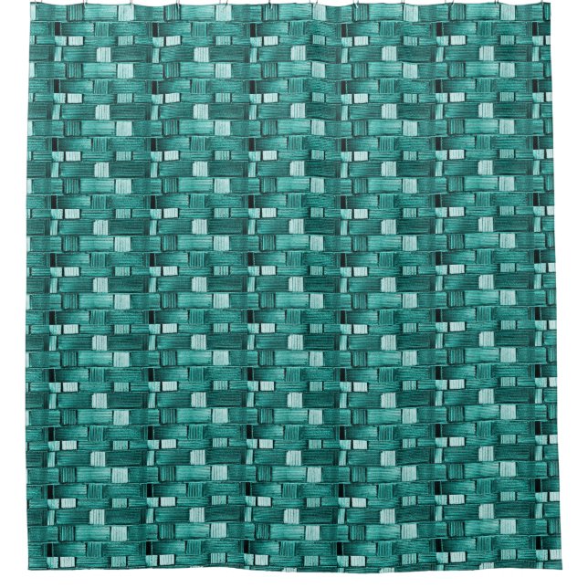 Blue Tile Shower Curtain (Front)