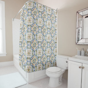 Blue Tile Shower Curtain