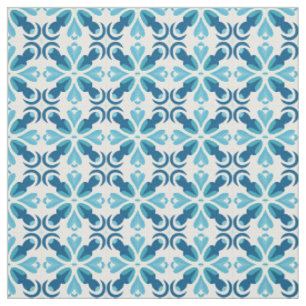 Blue Tile Style Pattern Fabric