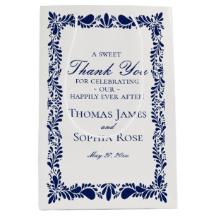 Blue Tile Talavera Spanish Fiesta Wedding Favours Medium Gift Bag