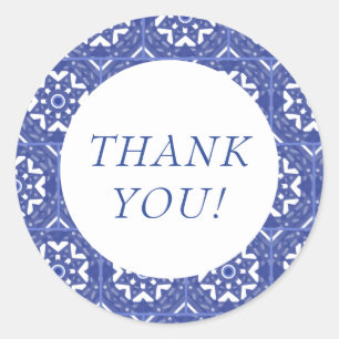 Blue Tile Thank You Sticker