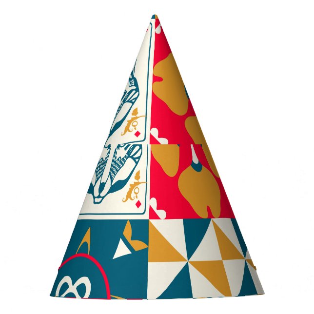 Blue Tile: Vintage Mosaic Background. Party Hat (Front)