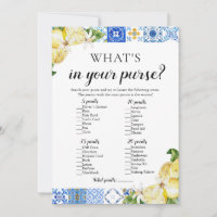 Blue Tile What's In Your Purse Bridal Shower Game