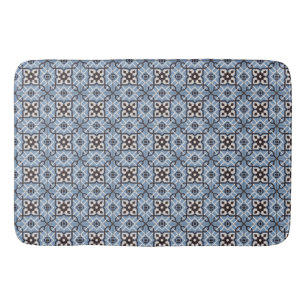 Blue tiled bath mat