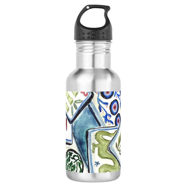 Blue Tiles  710 Ml Water Bottle (Front)
