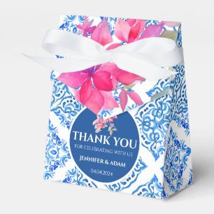 Blue Tiles Amalfi Floral Wedding Thank You Bag Favour Box