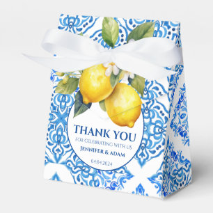 Blue Tiles Amalfi Lemon Wedding Thank You Bag Favour Box