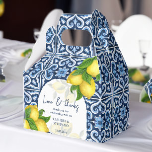 Blue tiles and lemon Amalfi  Italian wedding thank Favour Box