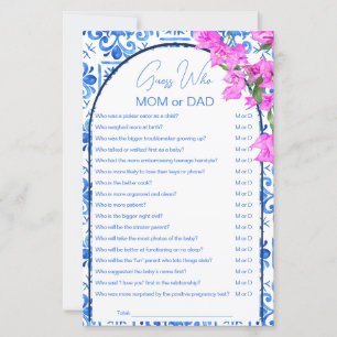 Blue Tiles baby shower games guess who mum or dad