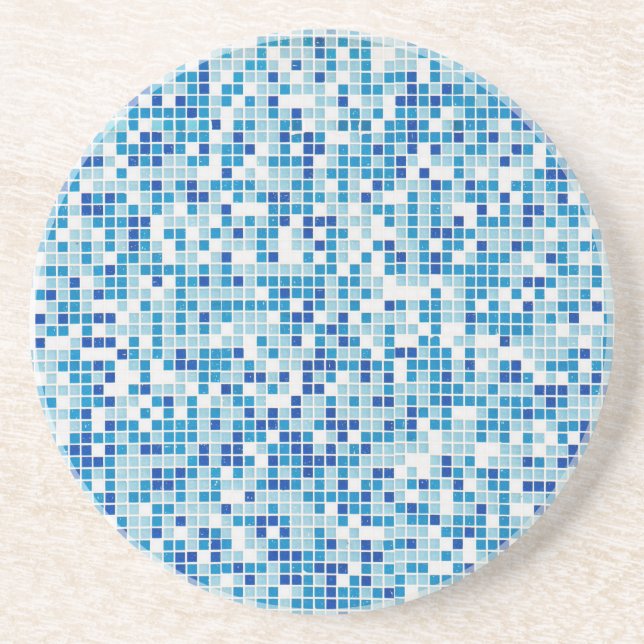 Blue tiles background coaster (Front)