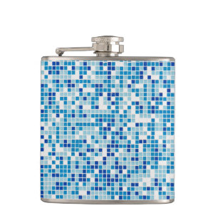 Blue tiles background hip flask