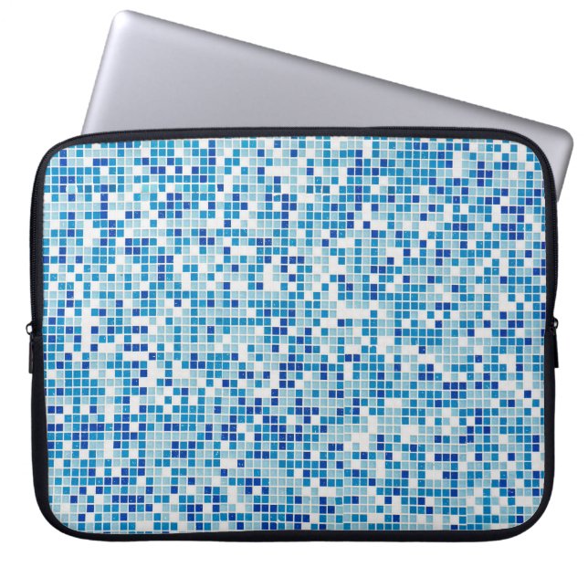 Blue tiles background laptop sleeve (Front)