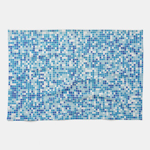 Blue tiles background tea towel