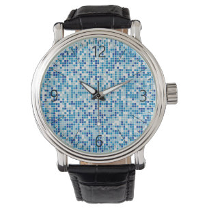 Blue tiles background watch