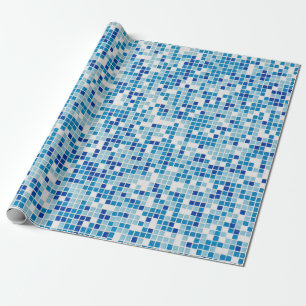 Blue tiles background wrapping paper