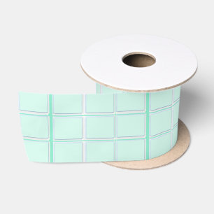 Blue tiles blocks patterned satin ribbon
