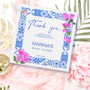 Blue Tiles Bougainvillea elegant bridal shower Favour Tags