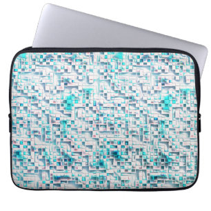 Blue tiles in textured rough style, mosaic square  laptop sleeve