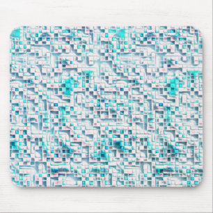 Blue tiles in textured rough style, mosaic square mouse mat