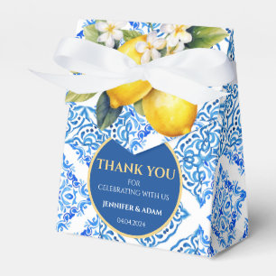 Blue Tiles Lemon Amalfi Wedding Thank You Bag Favour Box