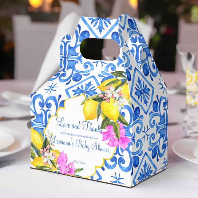 Blue tiles lemon Bougainvillea custom favour gift Favour Box (Blue tiles lemon Bougainvillea custom favor gift Favor Box)