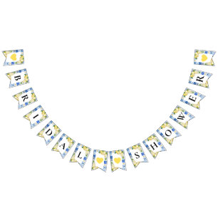 Blue Tiles Lemon Bridal Shower Bunting Flags