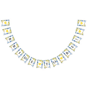 Blue Tiles Lemon Bride to Be Bunting Flags