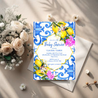 Blue tiles lemon Italian baby shower