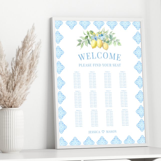 Blue Tiles Lemon Italian Wedding Seating Chart (Creator Uploaded)