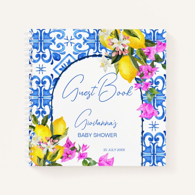Blue Tiles Lemons Bougainvillea guest book (Front)