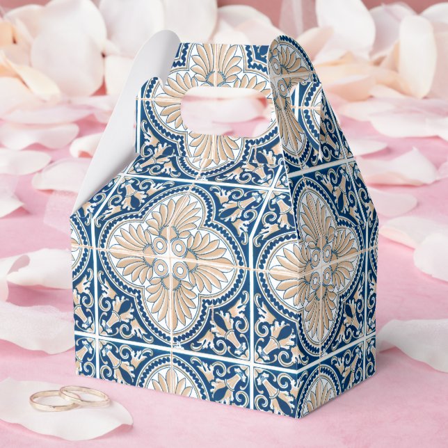 Blue Tiles Mediterranean Lemon Pattern Favour Box (Wedding)