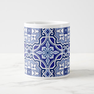 Blue tiles, Mediterranean tiles Large Coffee Mug