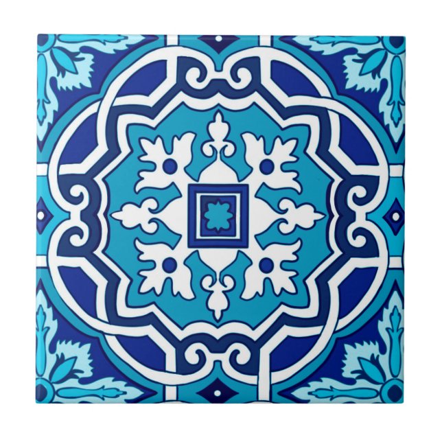 Blue tiles,Mediterranean tiles,majolica    Tile (Front)