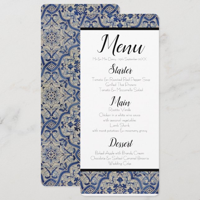 Blue Tiles Menu Invitation (Front/Back)