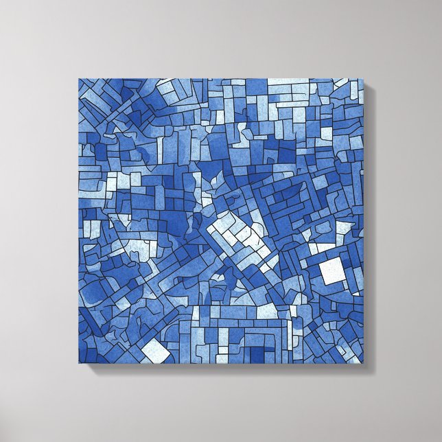 Blue Tiles on Square Canvas Print (Front)
