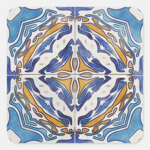 Blue Tiles Square Sticker