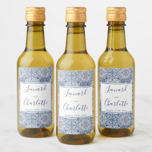 Blue tiles Wedding  Favours Wine Label