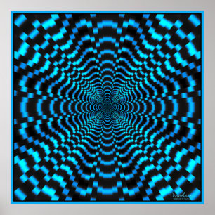 Blue Time Tunnel Optical Illusion Poster