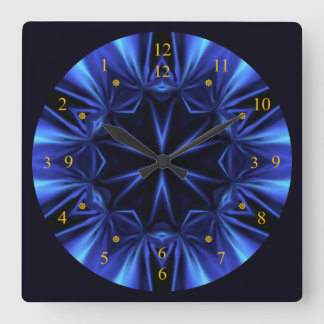 Blue Time Warp V1 ~ Time Machine ~ Square Wall Clock