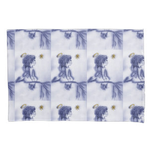 blue tint angel wishing pillowcase