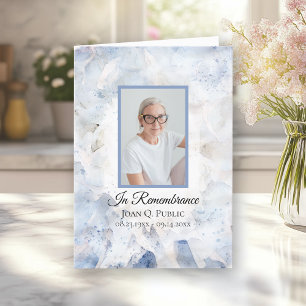 Blue Tint Carnation Floral Funeral Service Folded Programme
