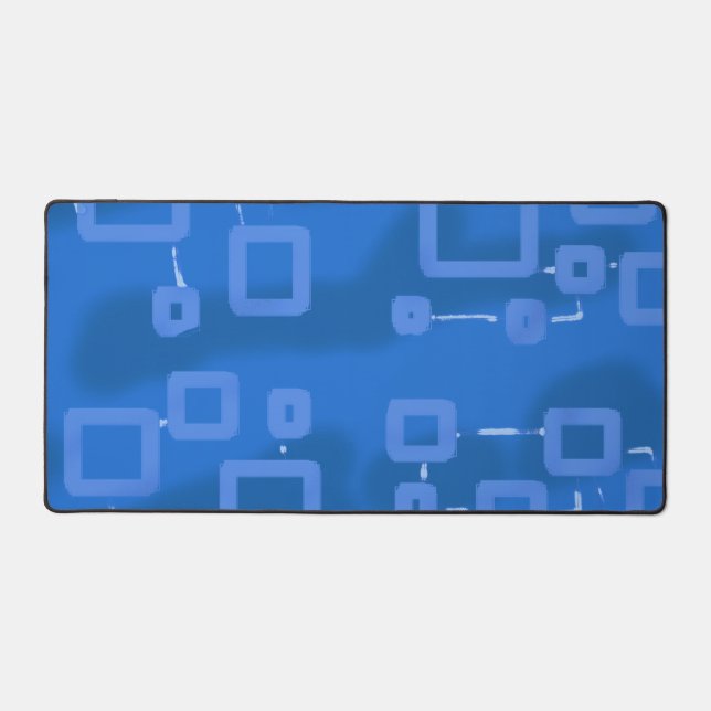 Blue Tint Geometric Squares Desk Mat (Front)