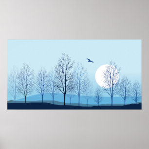 Blue Tint Nature Landscape Poster